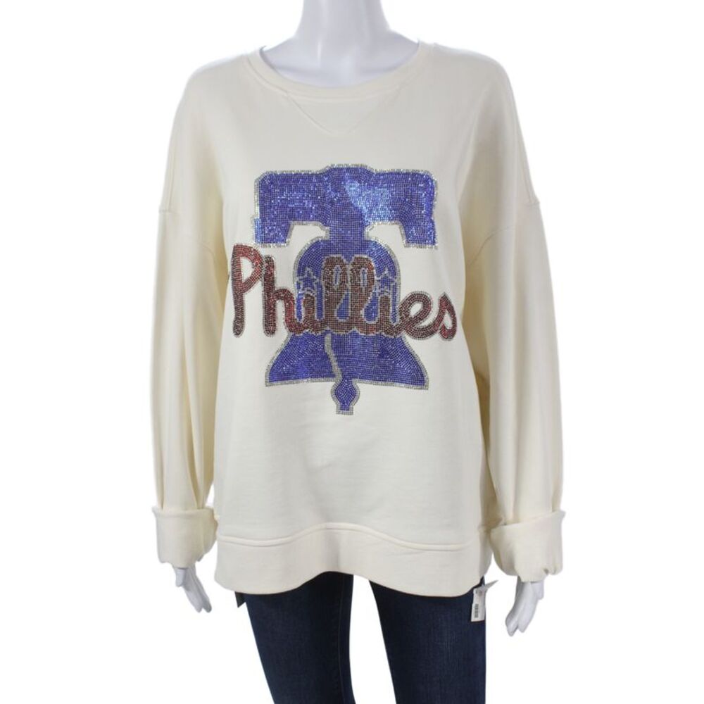 Terez Women Pullover Ivory Philadelphia Phillies Cotton Size L